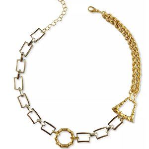 BAR III Zerina Akers Two-Tone Geometrical Link Statement Necklace